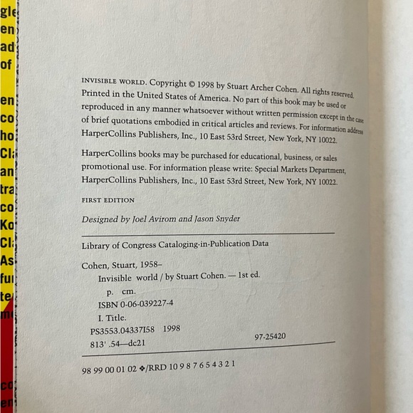 Signed - First Edition - Invisible World by Stuart Cohen - Hardcover 1998 - Picture 9 of 14